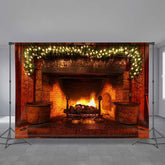 Aperturee - Fireplace Warm Family Photo Christmas Backdrop
